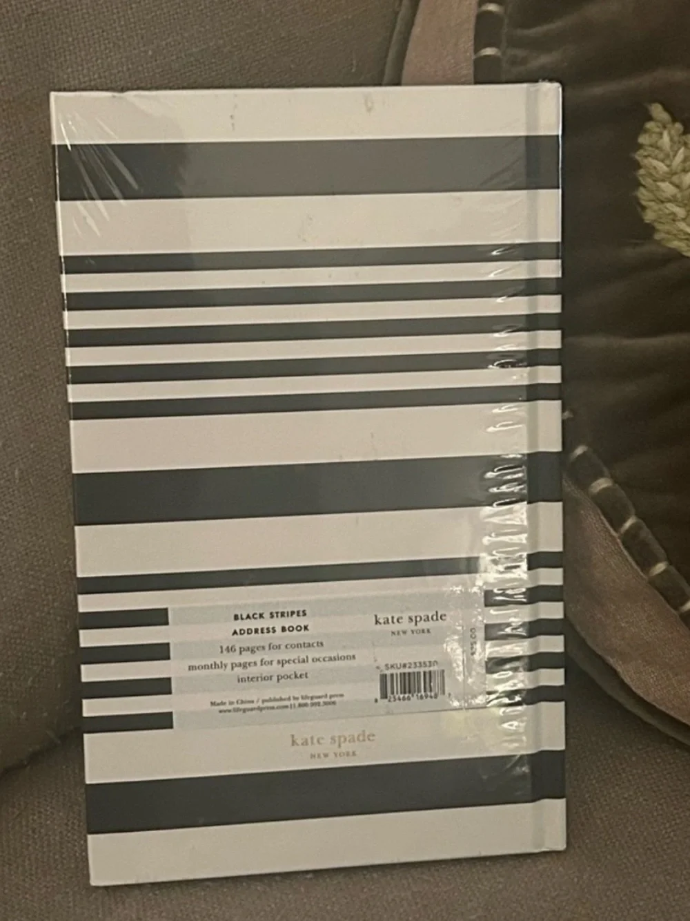 •NWT Kate Spade New York Occasions And Contacts Book Black And White Stripes